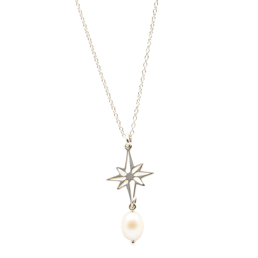 Pole Star with Pearl  Drop Necklace