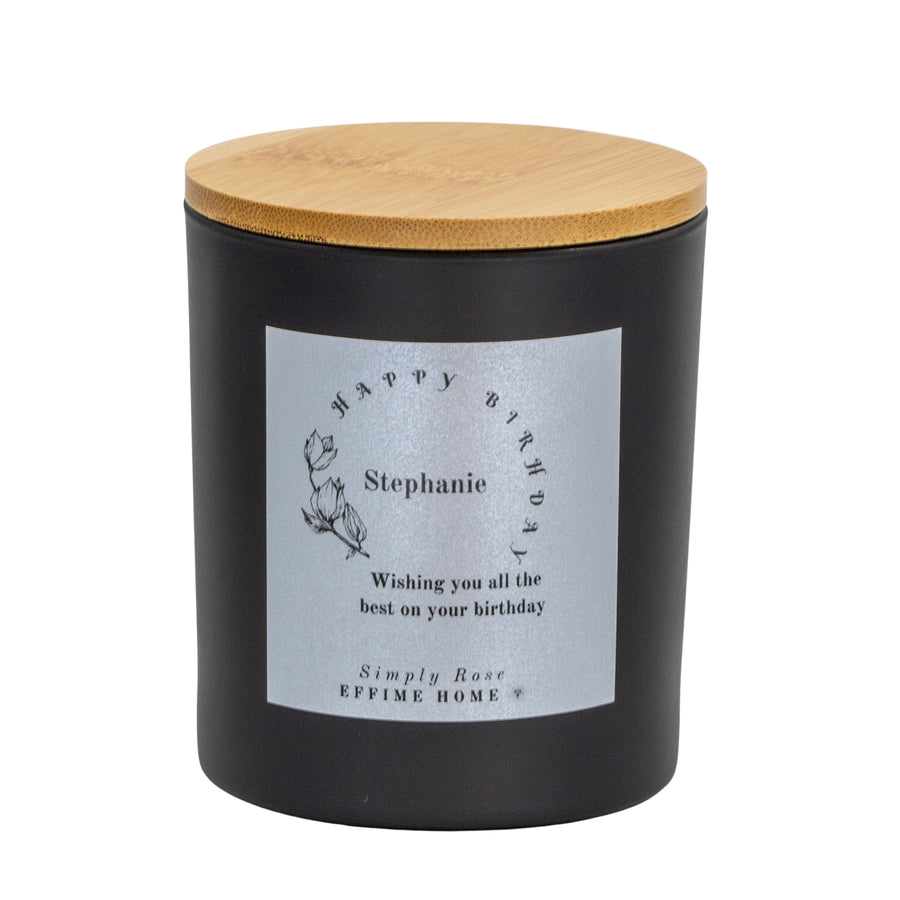 Name in Floral Circle Frame Candle
