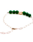 Jade Agate and Pearl with Chain Link Silver Bracelet