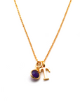 Gold Vermeil Initial and Gemstone Necklace