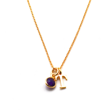 Gold Vermeil Initial and Gemstone Necklace