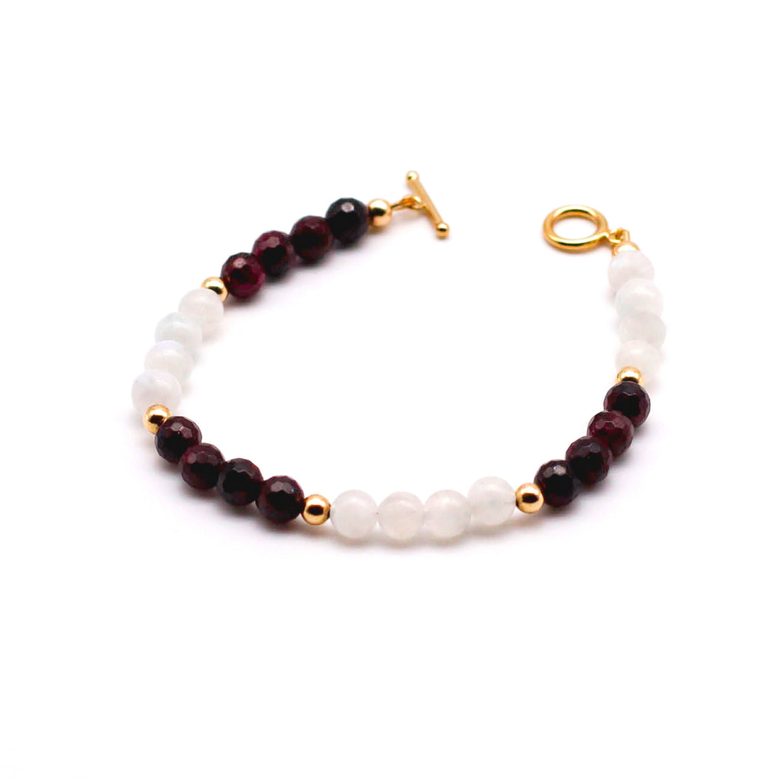 Moonstone and Garnet Gold Bracelet