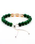 Jade Agate and Pearl with Silver Bracelet