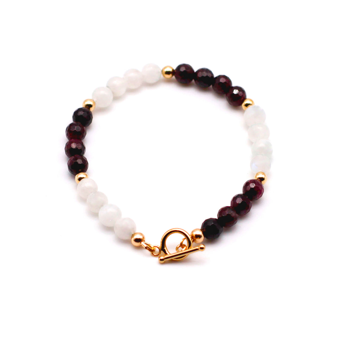 Moonstone and Garnet Gold Bracelet