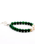 Jade Agate and Pearl with Silver Bracelet
