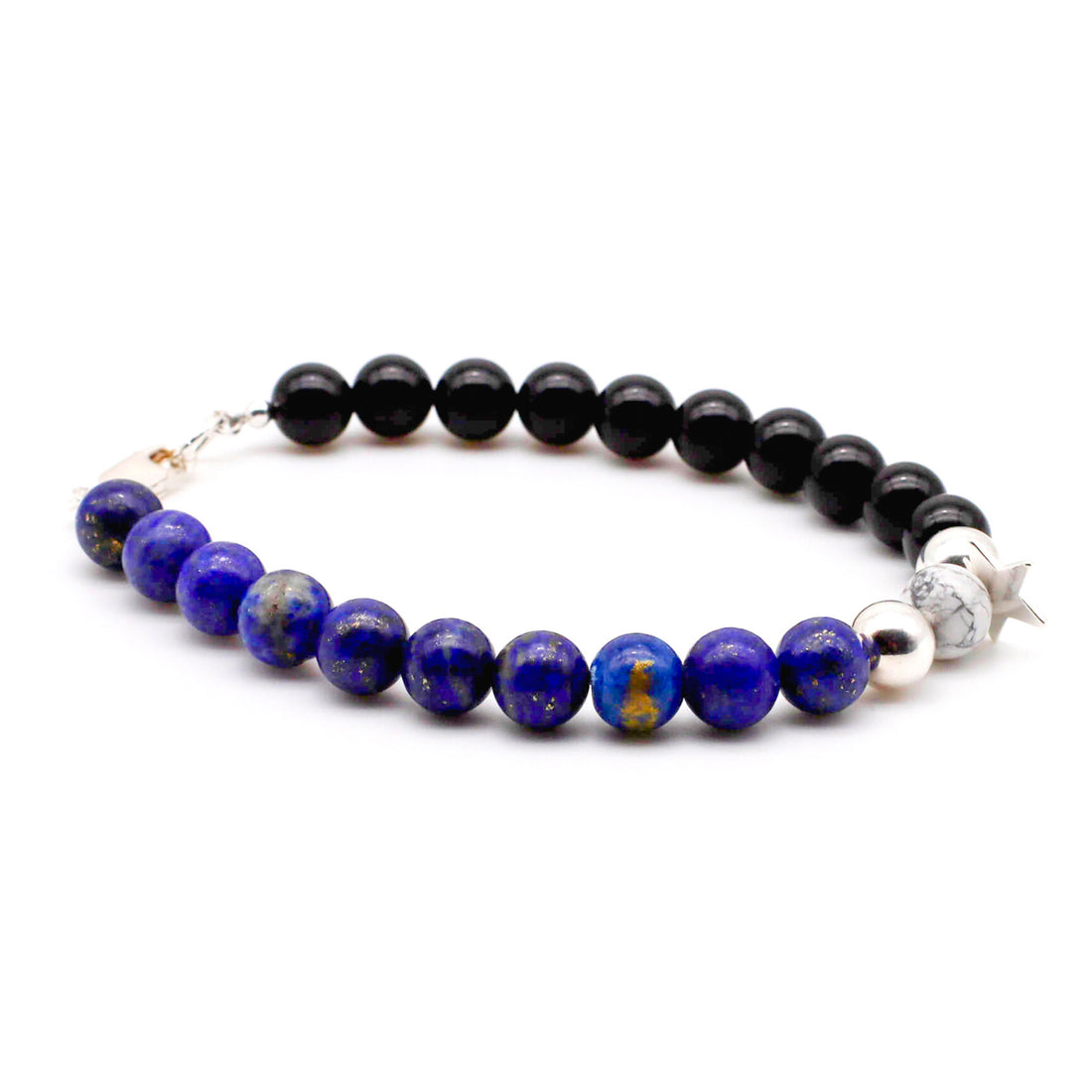 Lapis Lazuli and Onyx with Silver Bracelet