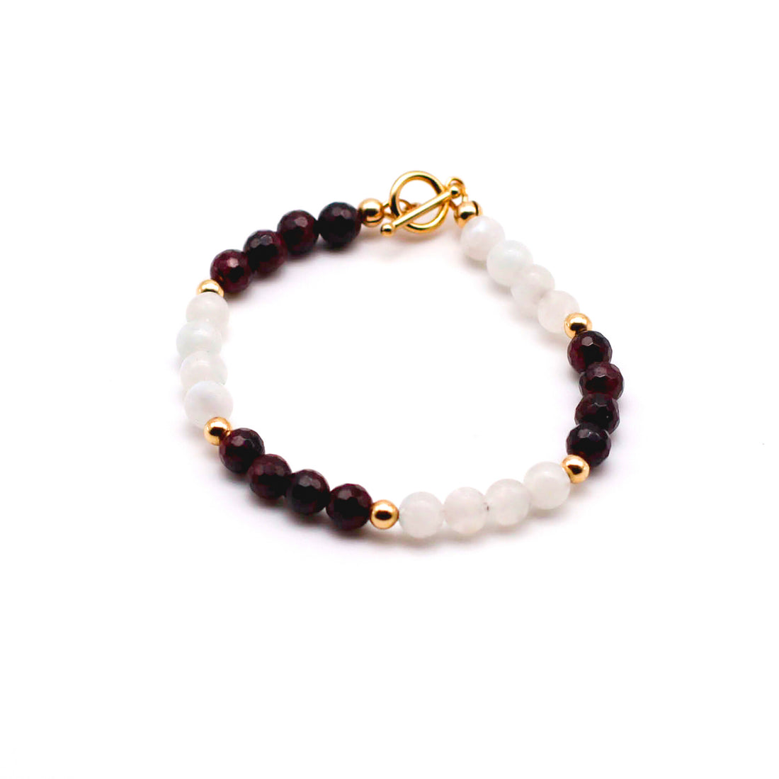 Moonstone and Garnet Gold Bracelet